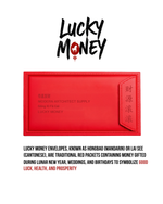 Red Lucky Money envelope with black text on a white background