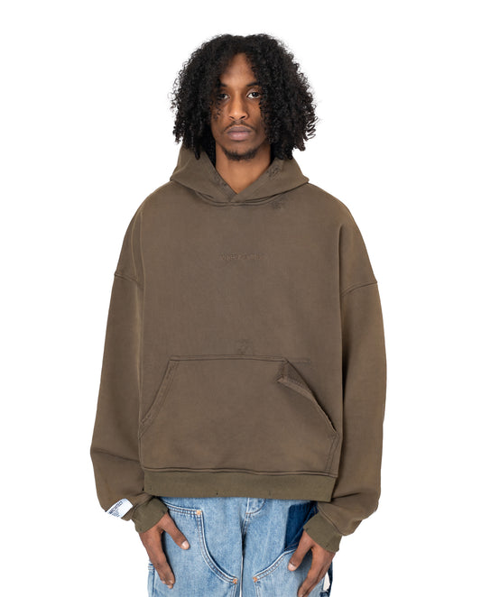 Distressed Hoodie / Olive