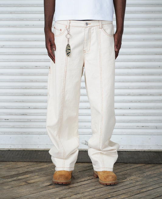 Off White Denim with Key Charm