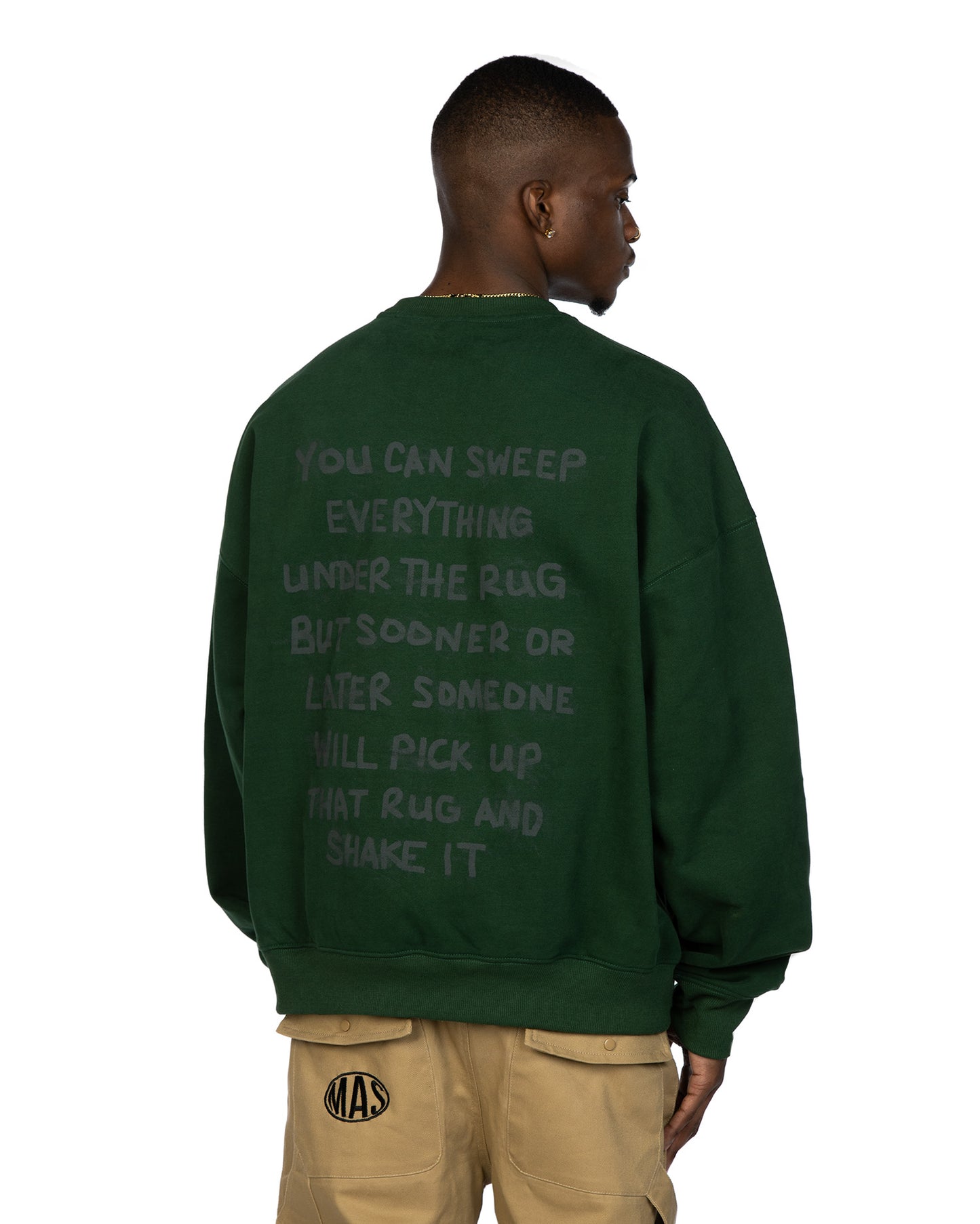 Stylish green crew neck sweater