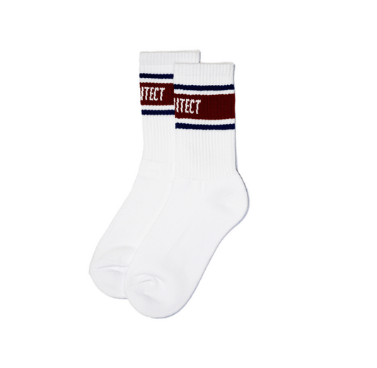 Artchitect Striped Sock White / Burgundy with Blue